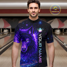 Load image into Gallery viewer, Custom Galaxy Wolf Bowling Jersey for Men Bowling Uniform Polo &amp;1/4 Zip Bowling Team Shirts HNT251