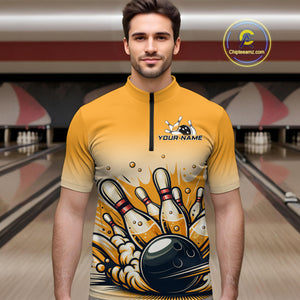 Funny Beer Bowling Jersey for Men Custom Bowling Uniform Polo & 1/4 Zip Team Bowling Shirts HNT118
