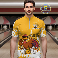 Load image into Gallery viewer, Custom Yellow Funny Turkey Bowling Jersey for Men Thanksgiving Bowling Team Shirts HNT115