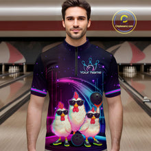 Load image into Gallery viewer, Neon Funny Family of Three Chicken Bowling Team Shirt for Men Bowling League Jersey Outfit Polo &amp; 1/4-Zip QZT761