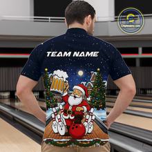 Load image into Gallery viewer, Custom Funny Beer Santa Christmas Bowling Jersey for Men Bowling Team Shirts Polo &amp; 1/4 Zip HNT140