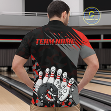 Load image into Gallery viewer, Custom Red Funny Bowling Shirt Crazy Bowling Jersey Men Polo &amp; 1/4 Zip Bowling Outfit QZT785