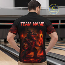 Load image into Gallery viewer, Personalized Red Flame Crocodile Bowling Team Shirt for Men Polo &amp; Quarter-Zip Bowling Outfit QZT742