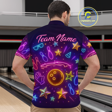 Load image into Gallery viewer, Custom Neon Bowling Shirt Polo &amp; Quarter-Zip Shirts for Men Gift Bowling Jersey League QZT744