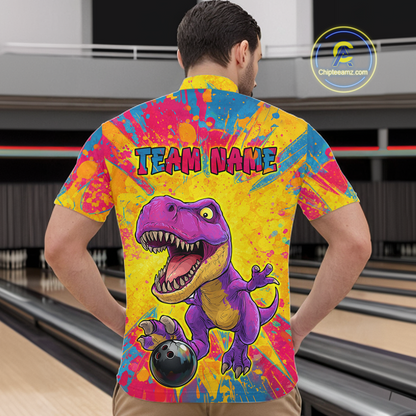 Custom Graffiti Dinosaur Bowling Jersey for Men Unisex Bowling Shirts for Team Polo & 1/4 Zip HNT240