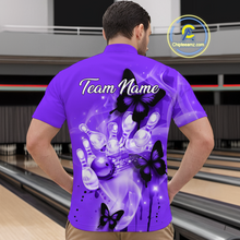 Load image into Gallery viewer, Custom Purple Butterflies Bowling Shirts for Men Women Team MBL120