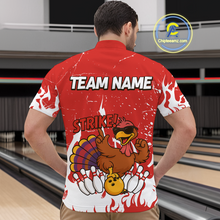 Load image into Gallery viewer, Custom Red Funny Turkey Bowling Jersey for Men Thanksgiving Bowling Team Shirts HNT115