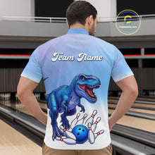 Load image into Gallery viewer, Blue Dinosaur Bowling Shirts for Men Women Custom Team Bowling Jerseys Polo and Zip Shirt MBL162