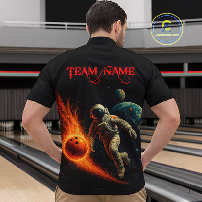 Astronaut Bowling Shirts for Women Men Team Custom Galaxy Bowling Polo and 1/4 Zip MBL171