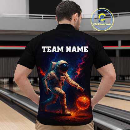 Custom Astronaut Bowling Shirts for Women Men Team Galaxy Bowling Polo and 1/4 Zip MBL170