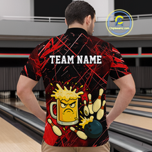 Load image into Gallery viewer, Custom Red Funny Beer Bowling Shirt Team Bowling League Jersey for Men Bowling Outfit QZT767