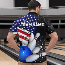 Load image into Gallery viewer, American Flag Bowling Shirts for Men Women Patriotic Bowling Jersey Polo&amp;1/4 Zip Shirt MBL09