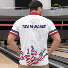 Load image into Gallery viewer, Custom Eagle US Flag Bowling Men Bowling Shirt Polo &amp; Quarter-Zip Bowling Team Jerseys HNT76