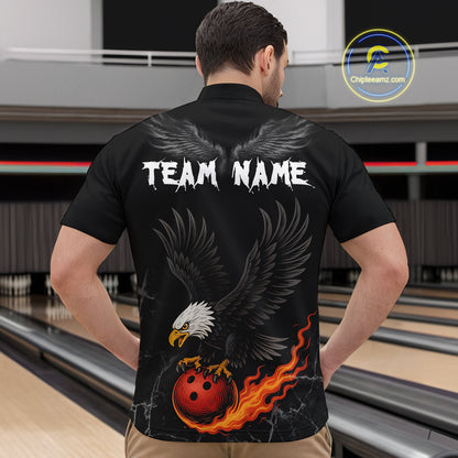 Custom Black Eagle Bowling Men Bowling Shirt Polo & Quarter-Zip Bowling Team Jerseys HNT77