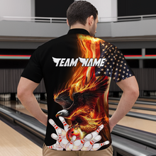 Load image into Gallery viewer, Personalized Flaming US Flag Eagle Bowling Shirt Bowling Jersey for Men Team Polo &amp; 1/4 Zip HNT38