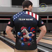 Load image into Gallery viewer, Custom American Flag Funny Chicken Bowling Team Jersey for Men Polo Bowling Shirt Unisex QZT710