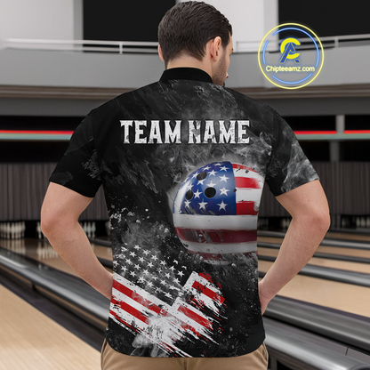Custom American Flag Bowling Shirts Men Women Team Patriotic Bowling Jersey MBL84