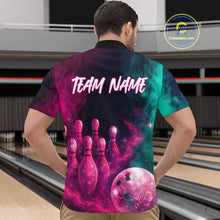 Load image into Gallery viewer, Green and Pink Smoke Bowling Shirts for Women Men Team Bowling Polo &amp; Quarter Zip MBL129