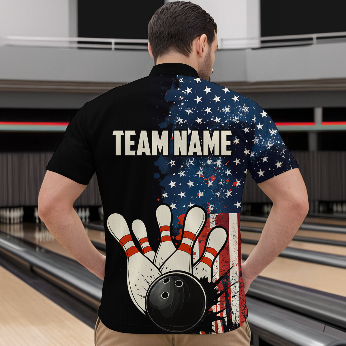 American Flag Bowling Shirt for Men Women Custom Patriotic Bowling Shirt Bowling Apparel MBL02