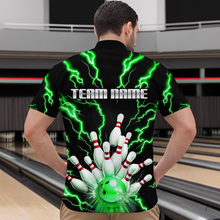 Load image into Gallery viewer, Thunder Lightning Green Bowling Shirt Custom Bowling Jersey for Men Women Team MBL66