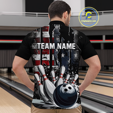 Load image into Gallery viewer, Custom Cracked US Flag Bowling Men Bowling Shirt Polo &amp; Quarter-Zip Bowling Team Jerseys HNT86