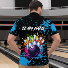Load image into Gallery viewer, Custom Blue Watercolor Bowling Shirts for Men Women Team Funny Bowling Jersey MBL45