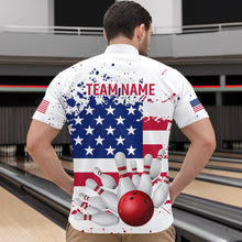 Load image into Gallery viewer, Patriotic Bowling Shirt Custom American Flag Bowling Shirts for Women Men Polo&amp;1/4 Zip MBL07