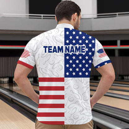 American Flag Bowling Shirt Patriotic Bowling Shirts for Men Women Bowling Jersey MBL24