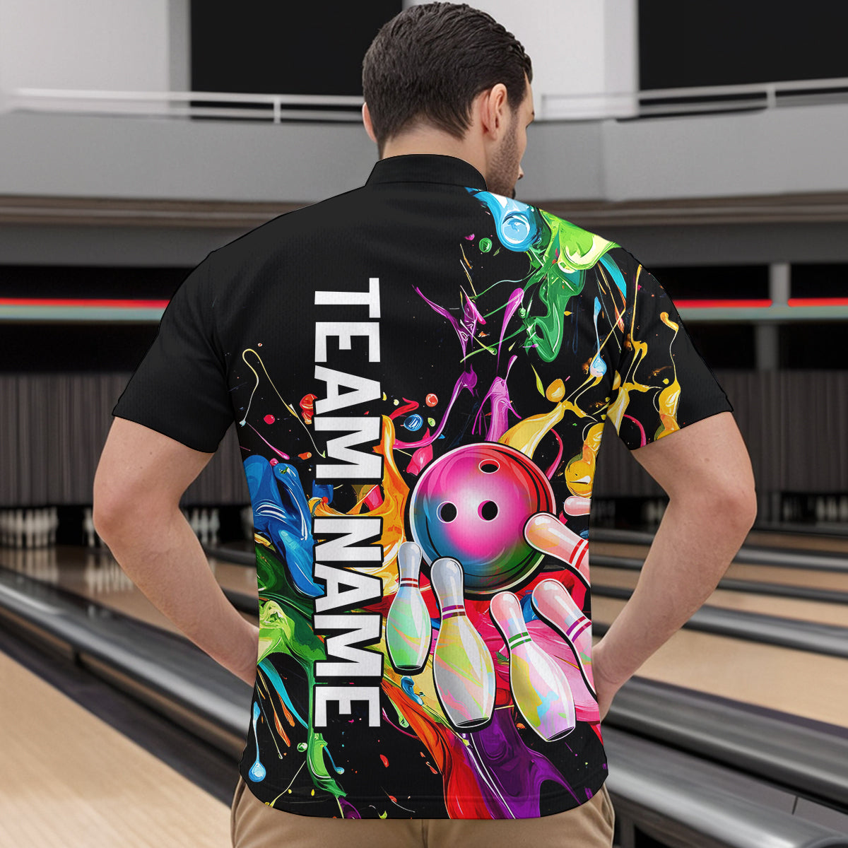 Colorful Bowling Shirt Bowling Jersey Men Personalized Bowling Team Jersey Polo & 1/4 Zip HNT33