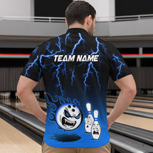 Load image into Gallery viewer, Blue Funny Crazy Bowling Shirt for Men Bowling Jersey Shirts Polo &amp; Quarter- Zip Bowling League HNT17