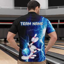 Load image into Gallery viewer, Blue Thunder Bowling Shirt for Men Custom Polo &amp; Quarter-Zip Team Bowling Jersey Bowling Team Shirt HNT22