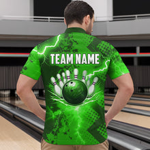 Load image into Gallery viewer, Thunder Lightning Bowling Shirt Green Bowling Jersey Men Women Team Bowling Shirts MBL64