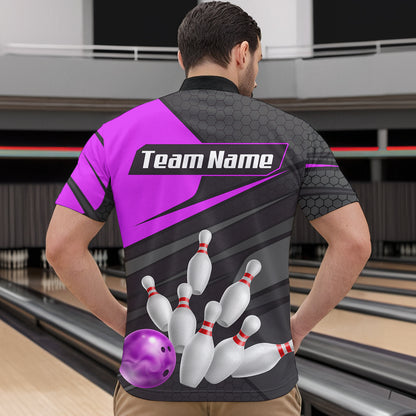 Purple Bowling Shirt for Men&Women Team Bowling Jersey Colorful Bowling Polo & 1/4 Zip MBL49