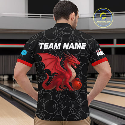 Custom Red Dragon Bowling Shirts for Men Women Team Bowling Polo & Quarter Zip MBL86