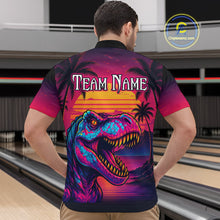 Load image into Gallery viewer, Custom Neon Dinosaur Bowling Men Bowling Shirt Polo &amp; Quarter-Zip Bowling Team Jerseys HNT78