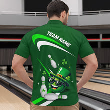 Load image into Gallery viewer, Custom Green St Patrick Day Bowling Shirt Lucky Funny Quarter-Zip Bowling Jersey QZT623