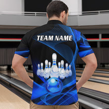 Load image into Gallery viewer, Blue Bowling Custom Men Bowling Shirt Polo &amp; Quarter-Zip Bowling Team Jerseys HNT53