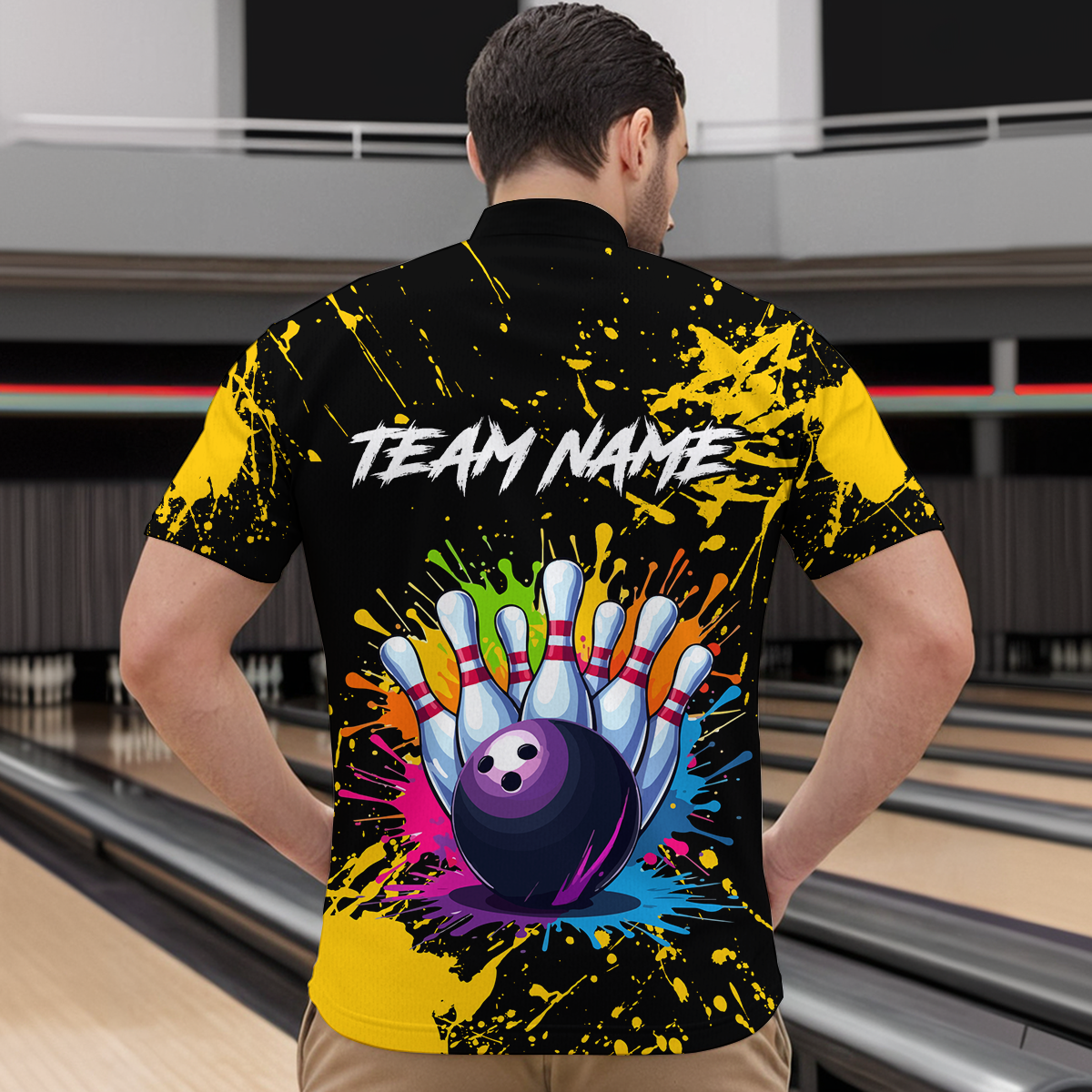 Custom Yellow Watercolor Bowling Shirts for Men Women Team Funny Bowling Jersey MBL45