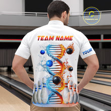 Load image into Gallery viewer, Custom Flame &amp; Water DNA Bowling Shirt White Quarter-Zip Bowling Jersey for Men And Women QZT685
