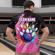 Load image into Gallery viewer, Custom Pink Bowling Shirt for Women Men Bowling Water Color Bowling Polo &amp; 1/4 Zip Shirts MBL37