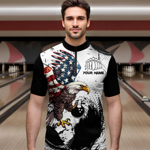 Load image into Gallery viewer, Personalized Eagle Bowling Shirts Patriotic Bowling Jersey for Women 1/4 Zip Shirt QZT307