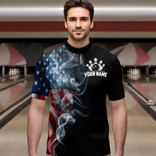 Load image into Gallery viewer, Custom Skull Bowling 1/4 Zip Shirts For Men Women American Flag Bowling Jersey Team BDT507