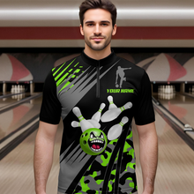 Load image into Gallery viewer, Personalized Green Crazy Bowling Shirt Quarter-Zip Bowling Jersey Bowling Outfit QZT609