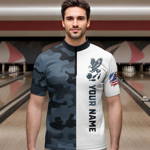Load image into Gallery viewer, Camouflage Bowling Shirt Custom Eagle Bowling Team Jersey Patriotic Quarter-Zip Shirt QZT676