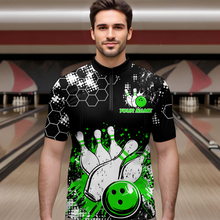 Load image into Gallery viewer, Green Watercolor Bowling Shirts Men Women Team Custom Bowling Polo &amp; 1/4 Zip Shirt MBL60