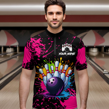 Load image into Gallery viewer, Custom Pink Watercolor Bowling Shirts for Men Women Team Funny Bowling Jersey MBL45