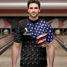 Load image into Gallery viewer, American Flag Bowling Shirts for Men Women Patriotic Bowling Jersey Polo&amp;1/4 Zip Shirt MBL09