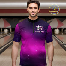 Load image into Gallery viewer, Purple Galaxy Bowling Shirts for Men Women Custom Team Bowling Jersey for Bowlers MBL125