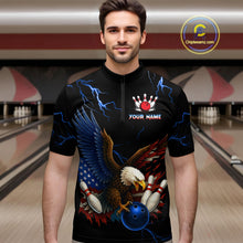 Load image into Gallery viewer, Blue Thunder US Flag Eagle Bowling Shirts for Men Team Bowling Polo &amp; Quarter-Zip HNT96