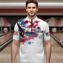 Load image into Gallery viewer, Patriotic Eagle Bowling Shirts American Flag Bowling Polo &amp; 1/4 Shirt for Men Women MBL12